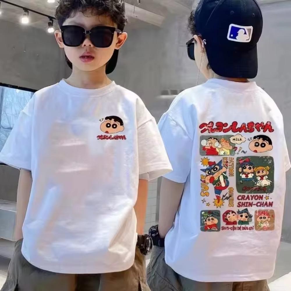 Summer street wear boy's T-shirt cool graffiti print girl's T-shirt short sleeved children's top high-quality children's clothing