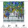 Stained Glass Shower Curtain Colorful Floral Pattern For Bathroom Decoration, Waterproof Fabric Material, Custom Size Available