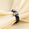 8MM Double Row Diamond-set Black and White Ceramic Three-ring Cross-diamond-set Ring for Couples