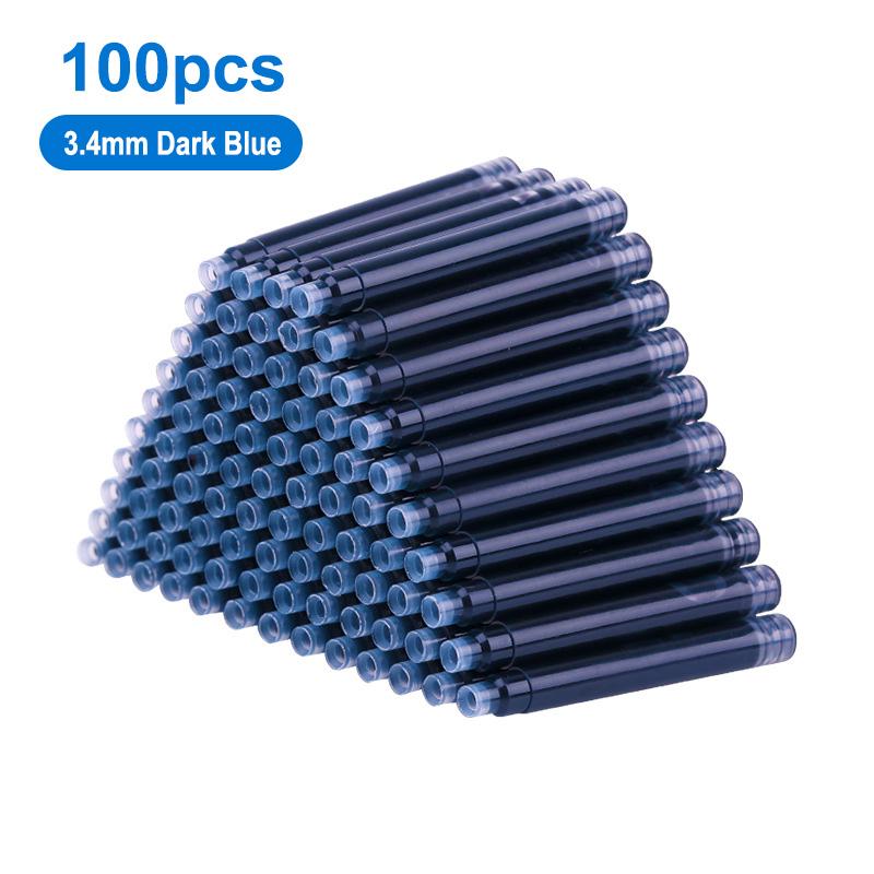 100pcs Fountain Pen Ink Cartridge Refills Bottle 4 Color Disposable Dia 3.4mm 2.6mm School Office Stationery Supplies CW-160