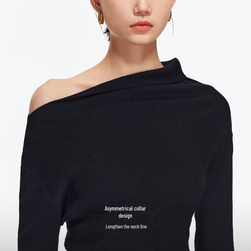 VEROMODA Women's Belted Asymmetrical Collar Midi Dress