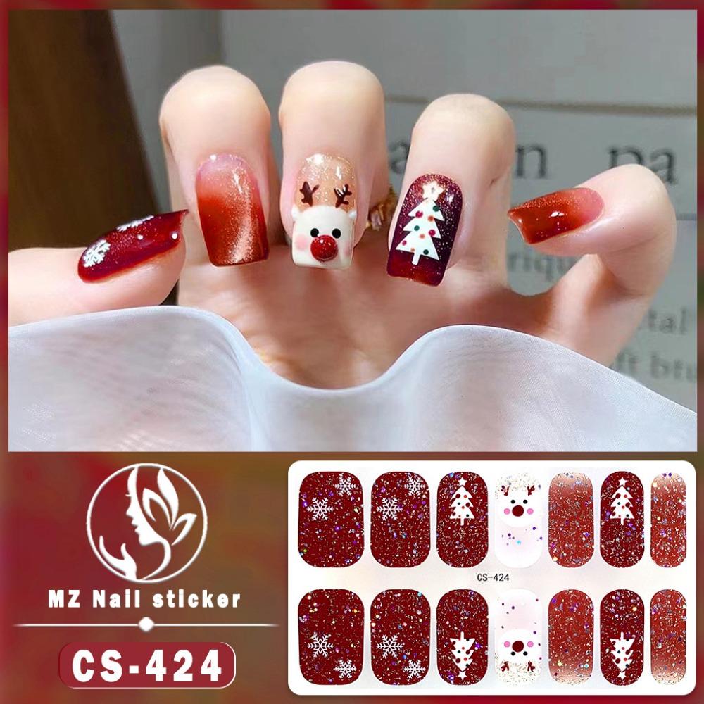 Christmas Waterproof No-bake Gel Nail Polish Film Full Sticker European and American Style Nail Film Sticker Nail Film Sticker