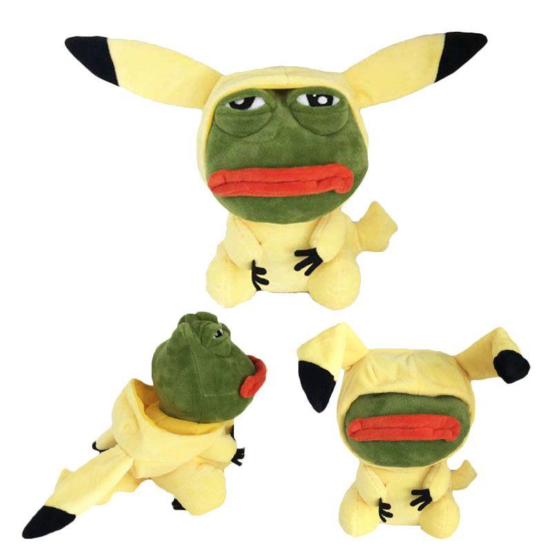 Lovable Pikachu Kawaii Stuffed Toy With Sad Frog Design For Children 15 Inches Plush