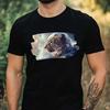Men's T-Shirt Leopard As Astronaut Motif Cotton Size XS To 5XL