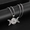 Stainless Steel Witch Triple Moon Protection Spiral Pendant Necklace for Men Women Pagan Trinity Celtic Knot Necklace Jewelry