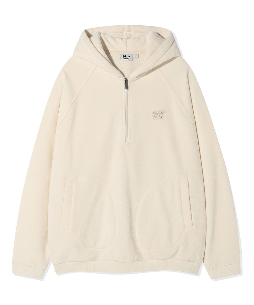 Fleece Hooded Half-Zip In Cream