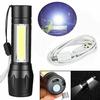 USB Rechargeable Portable Mini COB LED Flashlight Outdoor Hunting Torch with Magnetic Tail Worklight