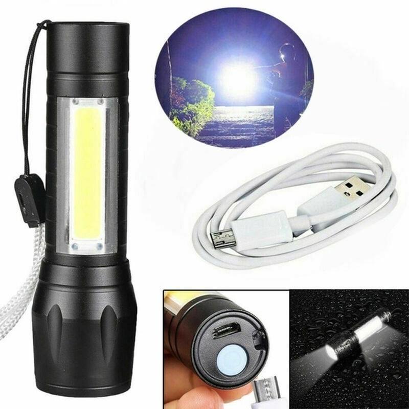 USB Rechargeable Portable Mini COB LED Flashlight Outdoor Hunting Torch with Magnetic Tail Worklight
