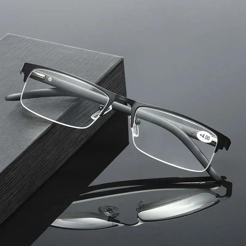 Titanium Alloy Business Reading Glasses Non Spherical 12 Layer Coated Plus Lenses Men Farsighted Eyeglasses +1.0 +2.0 +3.0 +4.0