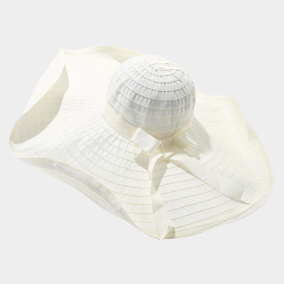 

Women Summer Wide Brim Soft Foldable Beach Hat Breathable Sun Hat Hiking Travel Outdoor Sunshade Visors Large Bow Fisherman Hats 56-58cm белый