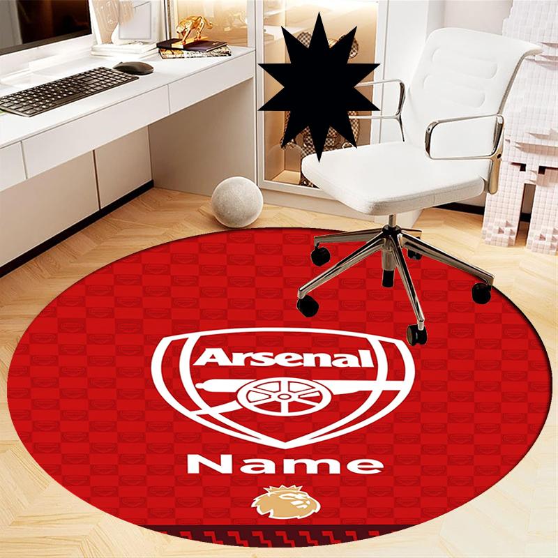 Custom Name Arsenal Football Club Printed Round Rug Carpet Chair Rug Area Rug Entryway Doormats,for Office Chair Living Room Bedroom Kitchen Room.