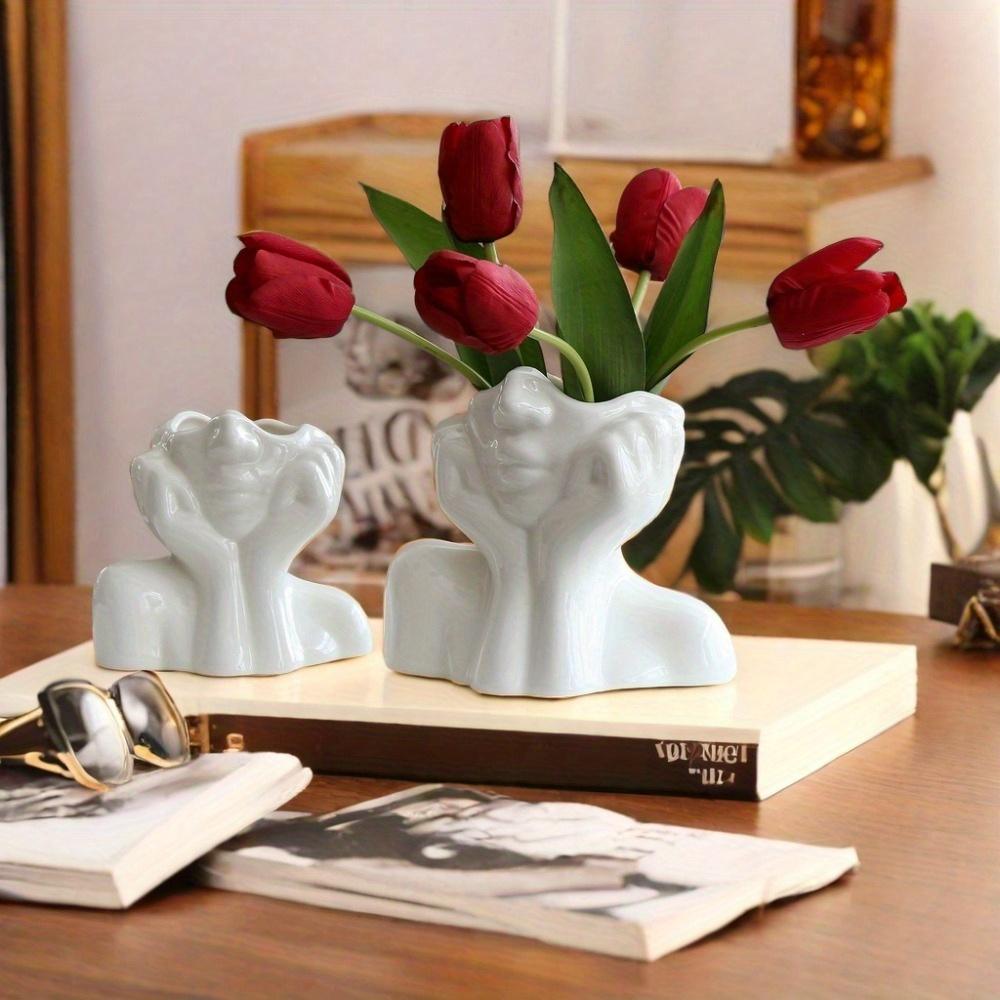 Abstract Face Art Ceramic Vase Nordic Ins Style Desktop Decoration Flower Utensils, Small and Creative Home Furnishings