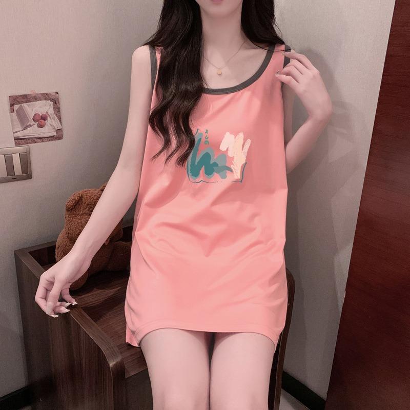 Women's Sleeveless Vest Girls Summer Student Casual Halter T-shirt Dress