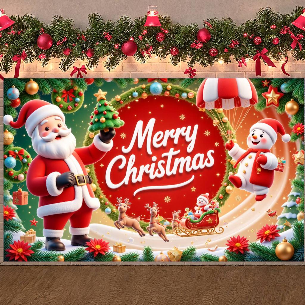 Christmas Banner Star Decoration Xmas Banner Christmas Wall Decor Golden Ornament Merry Christmas Banner For Photo Background