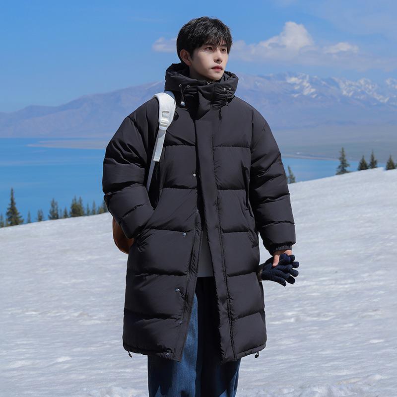 

Men s Winter Mid-Length Down Jacket - Casual, Warm, Loose-Fit, Over-the-Knee, Thickened Coat with Duck Down. 3XL чорний