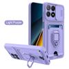Luxury Camera Push Window Case For Poco X6 Pro X5 X4 GT X3 NFC Coque For Poco M6 Pro M5S M4 C65 Card Slot Magnetic Phone Cover