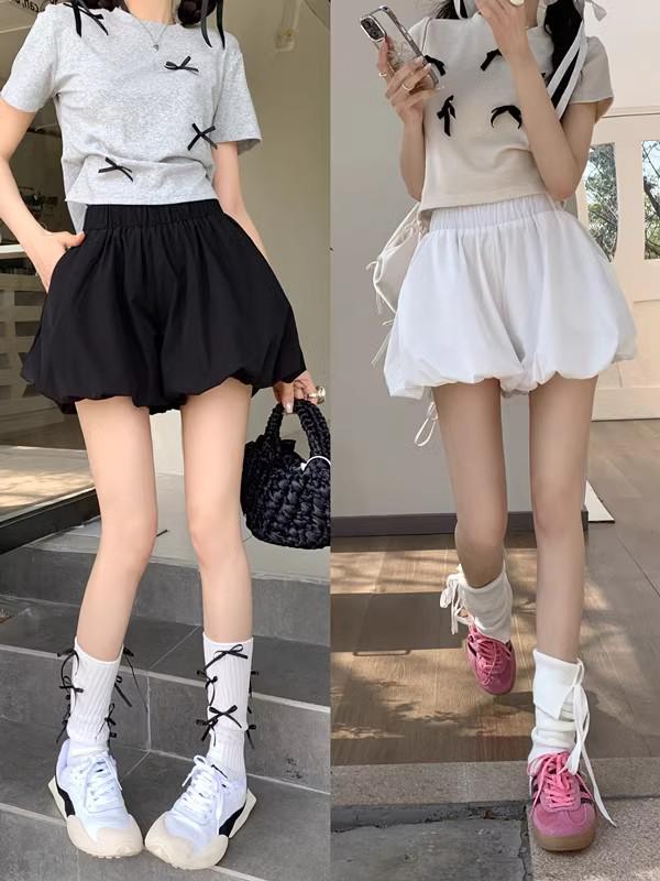 Korean Style High Waist Black Wide-Leg Shorts for Women - Summer 2024