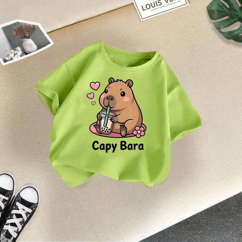 Children's Casual Short-sleeved T-shirt, Summer Boys' And Girls' Cute Capri Blouse