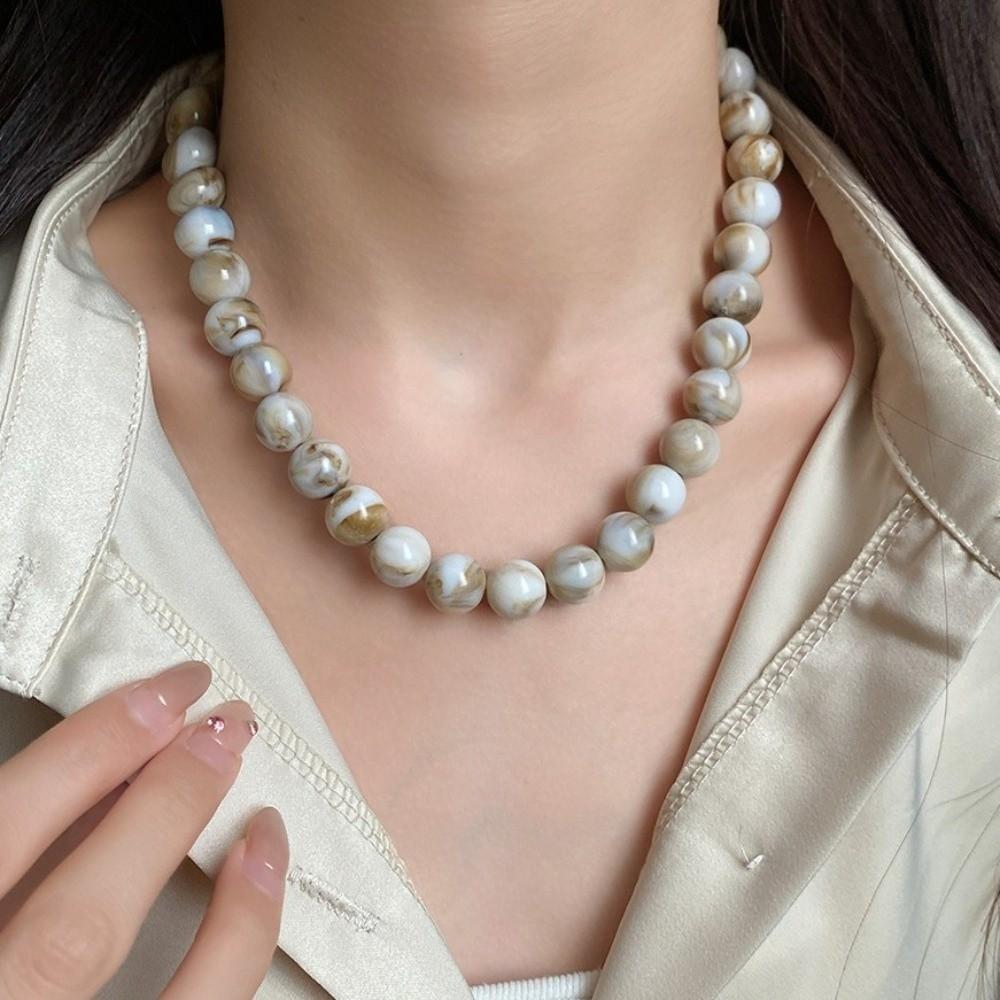 Vintage Round Beads Collarbone Chain Colorful Bohemian Clavicle Jewelry Fashion