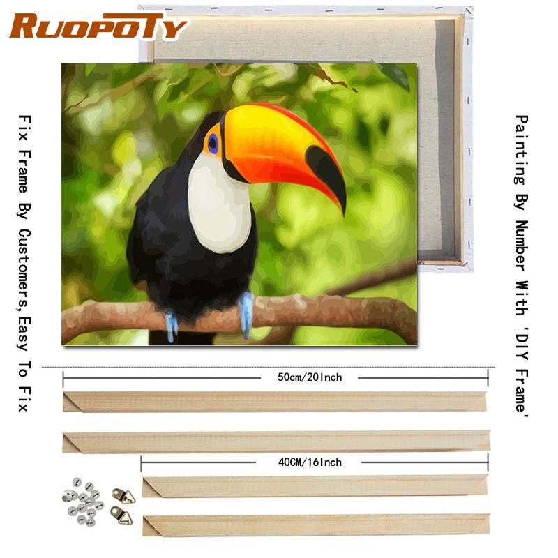 RUOPOTY With DIY Frame Animals Oil Painting DIY Digital Painting By Numbers Modern Wall Art Hand Painted Oil Painting For Home Decor