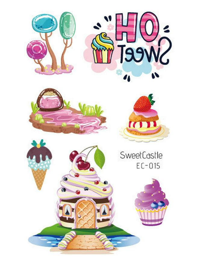 Wasserdichte Niedliche Eis & Donut Tattoo Aufkleber für Kindergeburtstage