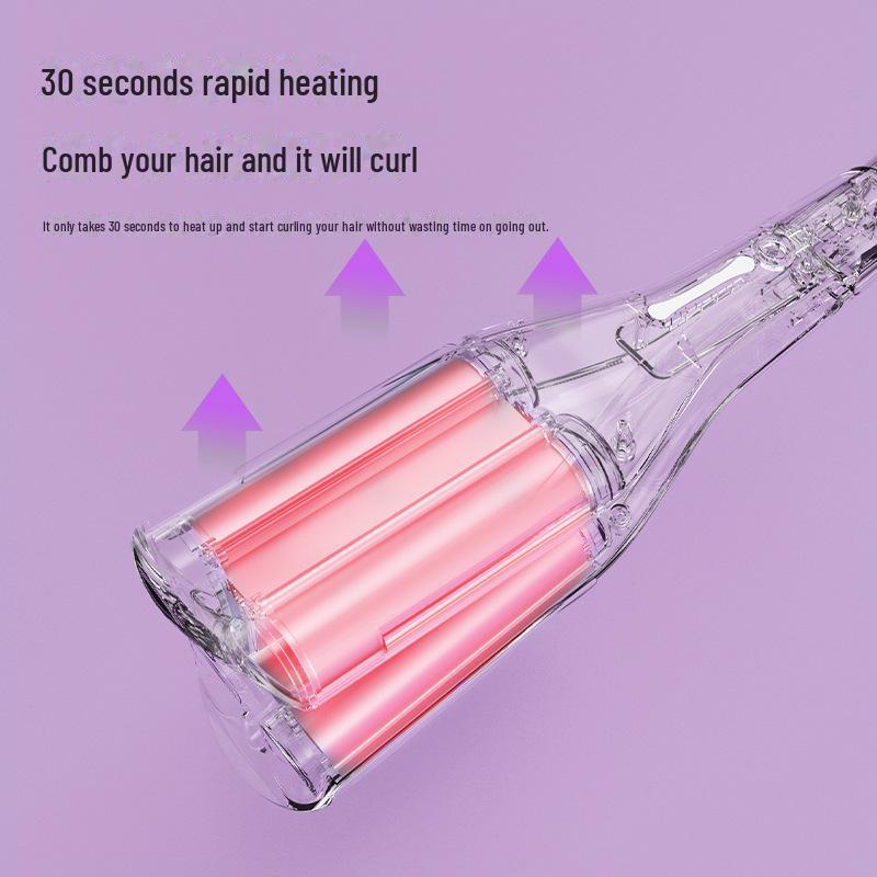 36mm M-Shaped Big Wave Hair Curler - Gentle No-Damage Triple-Tube U-Shaped Design for Water Ripple Waves