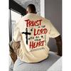 Trust In The Lord Christian Graphic Short Sleeve T-Shirt Men Oversized Casual Round Neck Cotton