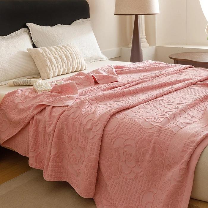 New Cotton Vintage Towel Quilt Office Nap Casual Blanket Multi-functional Solid Color Blanket