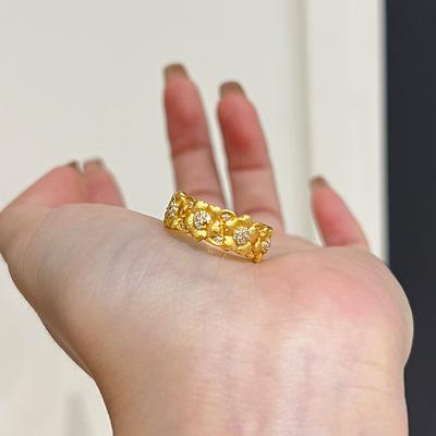 Zircon Flower Opening Ring Women's Light Luxury High-end Sense Fashion Versatile Ring Temperament Jewelry