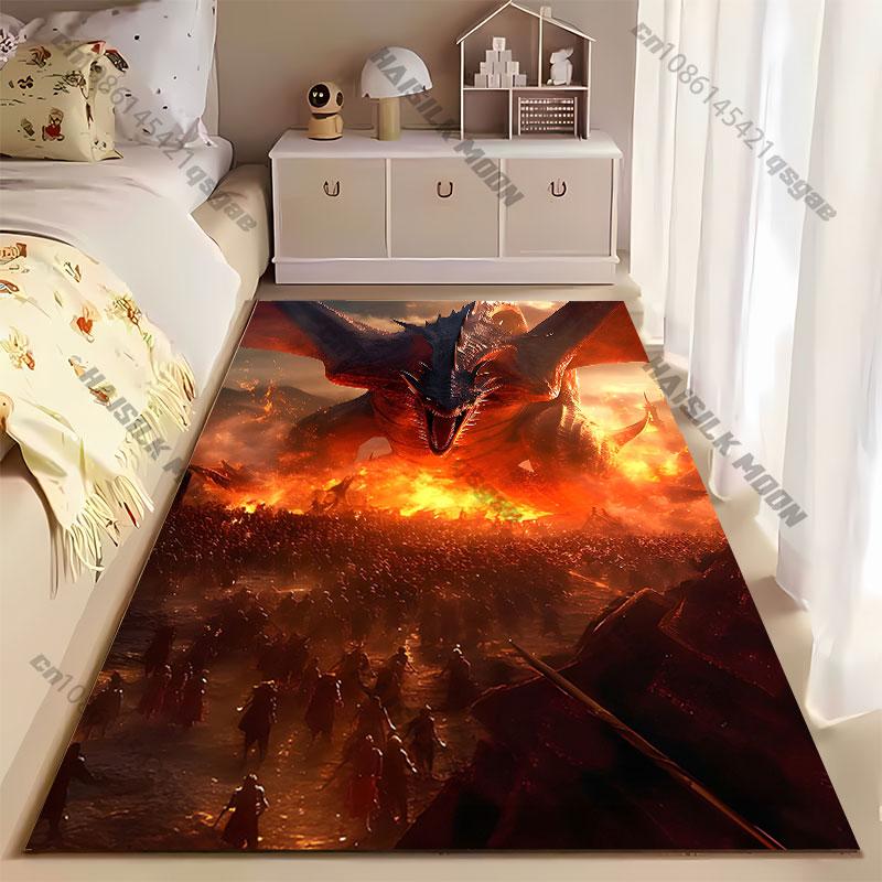 Dragon destruction chaos fiery battle carpet Yoga living room room decor children's crawling mat doormat area rug