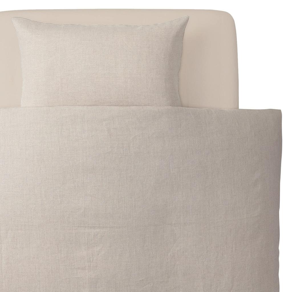 MUJI Leinen Köper Spannbettlaken, Doppelbett, 140 x 200 x 18-28cm, Naturfarbe, 84744723