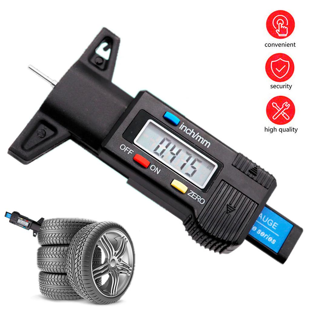 Digital Depth Gauge Caliper Tread Depth Gauge LCD Tire Tread Gauge For Car Tire 0-25mm Measurer Tool Caliper Repair Tools
