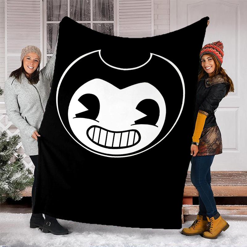 Bendy and the Ink Machine Theme Printed Blanket - Perfect for Couch, Bed, Travel & Outdoor Use | Machine Washable, Cozy & Durable.