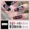 Long Ballerina and Square False Nails Black Love Heart Nail Tips New Press on Nails  DIY