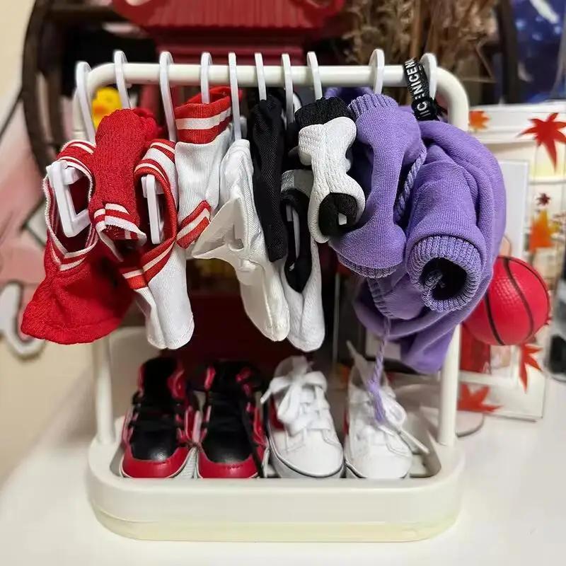 10Pcs/Set Mini Clothese Hangers For Labubu&20Cm Bjd Dolls Clothes Shoes Storage Rack Doll Accessories Support Rack Kids Gift