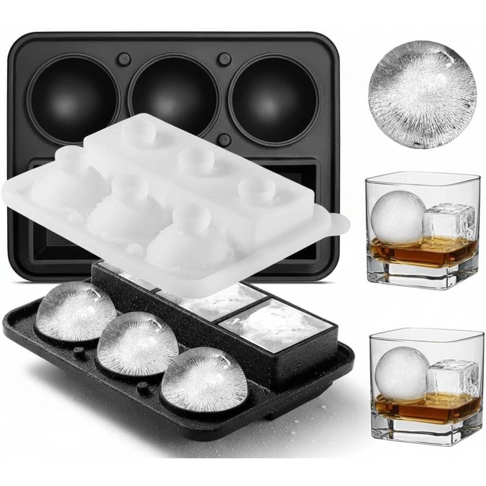 1pc Ice Cube Mold Tray Large Silicone Whisky Ice Mold Round Ice Ball Maker and Square Ice Tray Suitable for Cocktails Set