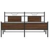 Metal Bed without Mattress Brown Oak Look 160x200 cm