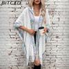 BITCED Fall/Winter Ethnic-Style Knit Hooded Fringe Cape Sweater Shawl Women's Outerwear
