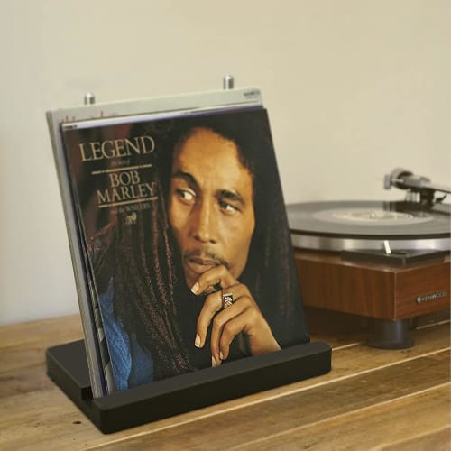 Bule Maple Wooden Record Stand, Record Storage Rack (Black Walnut)