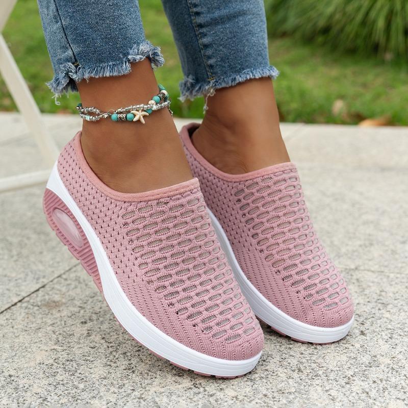 Women's Breathable Mesh Shoes Thick Soled Casual Shoes Summer Baotou Half Slippers for Women Air Cushion Sport Slippers Loafers