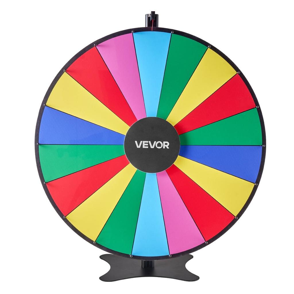 914 mm Spinning Prize Wheel, 18 Slots Spinning Wheel with Stand, Adjustable Height Win Fortune Roulette with a Dry Erase and 2 Markers, 6 Colors, Easy