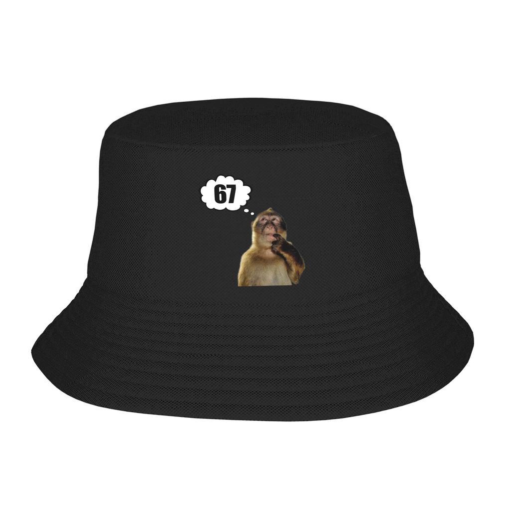 Unisex Kawaii Thinking Monkey Meme Bucket Hat Accessories Bob Hats For Picnic Headwear UV Protection