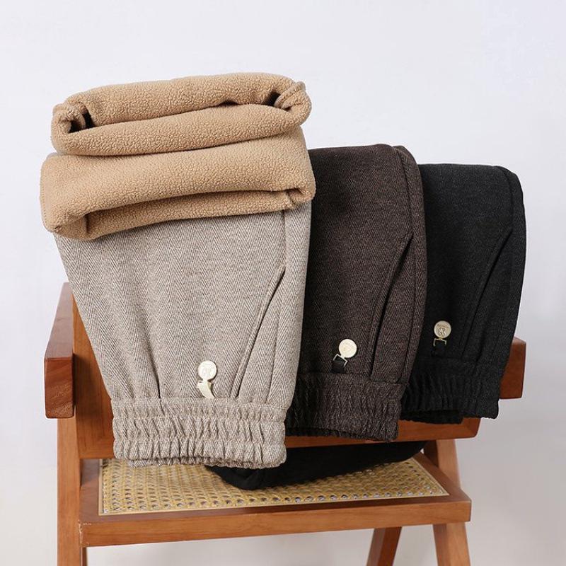 High-Waisted Straight-Leg Pants for Middle-Aged and Elderly Women - Thickened Winter Style
