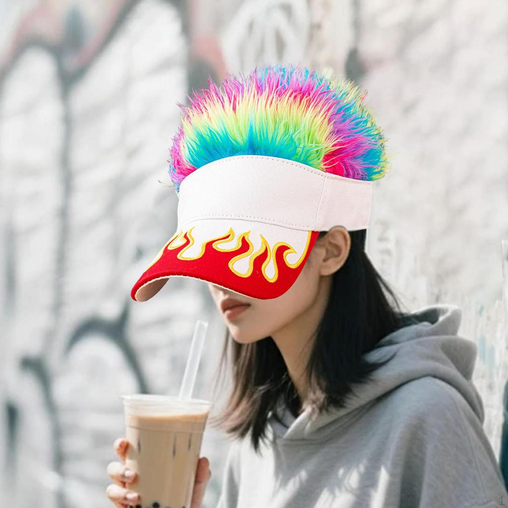 Sun Visor Cap with Fake Hair Lightweight Portable Baseball Hat Birthday Gift