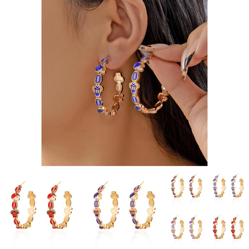 Unisex Zinc Alloy Asymmetrical Hoop Earrings For Summer Sports Enthusiasts