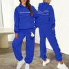 Womens Printed Letter Hooded Sweatshirt Jogger Pants Set Winter Casual Sportswear Outfit