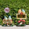 Solar Powered Garden Welcome Sign Durable Resin Warm Light Solar Resin Craft Creative Design No Wiring Needed Bird Figurine