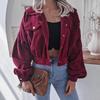 Giacca autunnale in velluto a coste Cappotto da donna Giacche corte per donna Giacche corte Sovracamicia con maniche a lanterna femminile