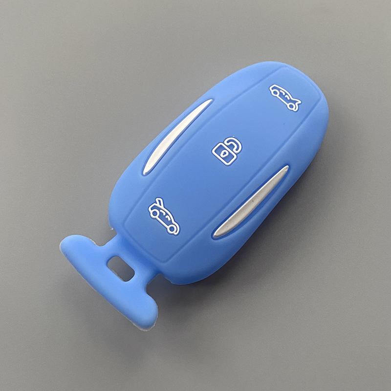 

Silicone Car Smart Key Cover Case Fob for Tesla Model 3 Model Y Model X Model S Key Shell Bag Holder Protector Accessories світло-синій колір