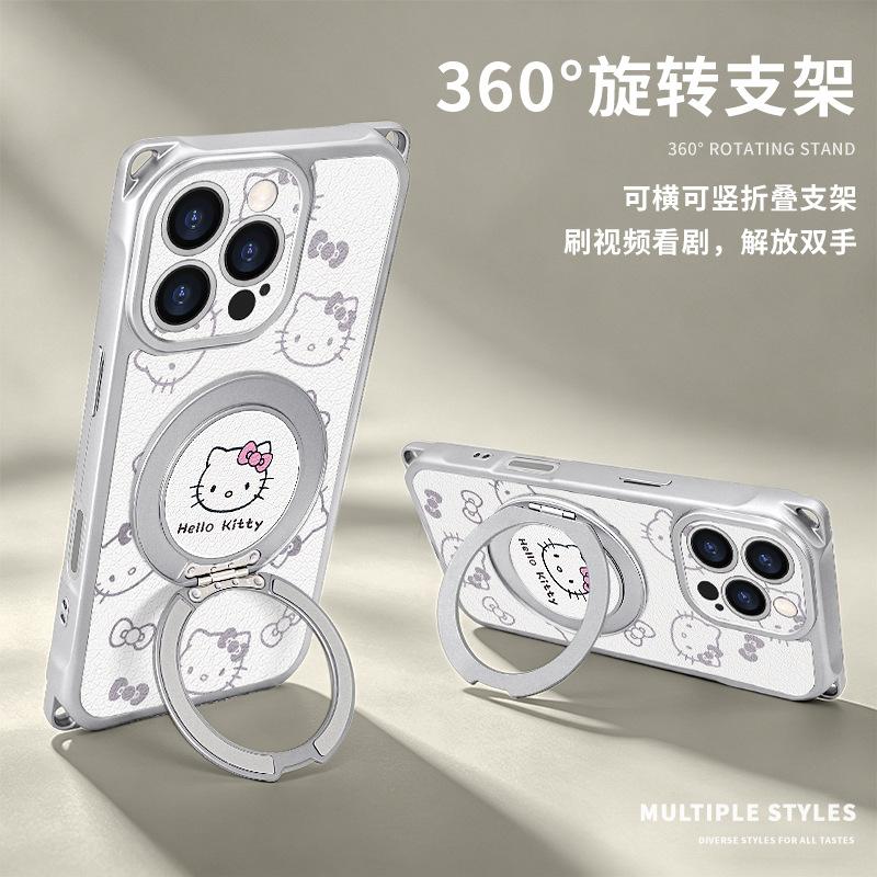 Cute cat suitable for iphone17promax iPhone case 15 four-corner lanyard 16 crossbody 14 bracket 13